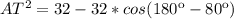 AT^2=32-32*cos(180к-80к)