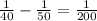 \frac{1}{40}- \frac{1}{50} = \frac{1}{200}