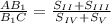 \frac{AB_1}{B_1C}=\frac{S_{II}+S_{III}}{S_{IV}+S_{V}}