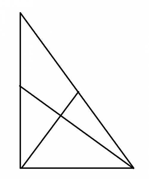 Втреугольнике проведите два отрезка так,чтобы данный треугольник делился на 7 треугольников один чет