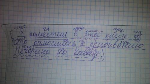 Разобрать синтаксически предложение . я поместил в этой книге то, что относилось к прибыванию печори