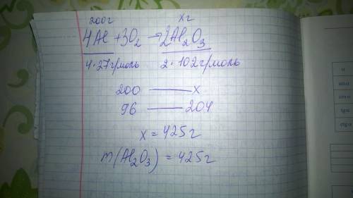 Вычислите массу al2o3, который образуется в результате взаимодействия 200г al c o2.