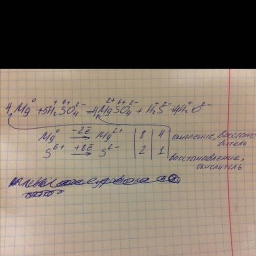 Уравняй методом электронного и укажи океслитель и востоновитель mg+h2so4=mgso4+h2s+h2o