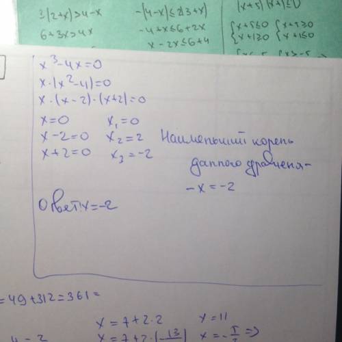 Найдите наименьший корень уравнения (с полным решением) все ответы x³ - 4x = 0