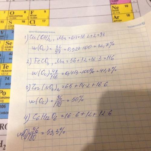 Oпределить массовые доли оксигена в таких соединениях cu(oh)2, feco3, zn(no3)2, c6h12o6.