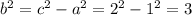 b^{2} = c^{2} -a^{2} = 2^{2} -1^{2} = 3