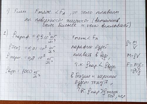 1. что происходит с телом если сила тяжести меньше архимедовый почему 2. какой жидкостей будет плава