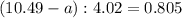 (10.49-a) :4.02=0.805