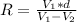 R= \frac{ V_{1}*d }{ V_{1}- V_{2} }