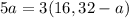 5a = 3(16,32-a)