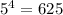 5^{4}= 625