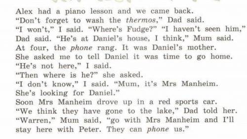 Переведите! alex had a piano lesson and we came black.don t forget to wash the thermos,dad said.i wo