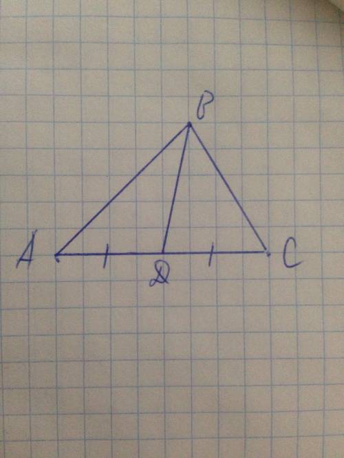 Дан треугольник abc постройке медиану bd