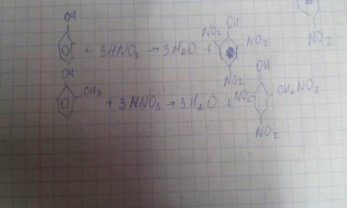 Сравните действие азотной кислоты на бензол и любой крезол. напишите хим.реакции