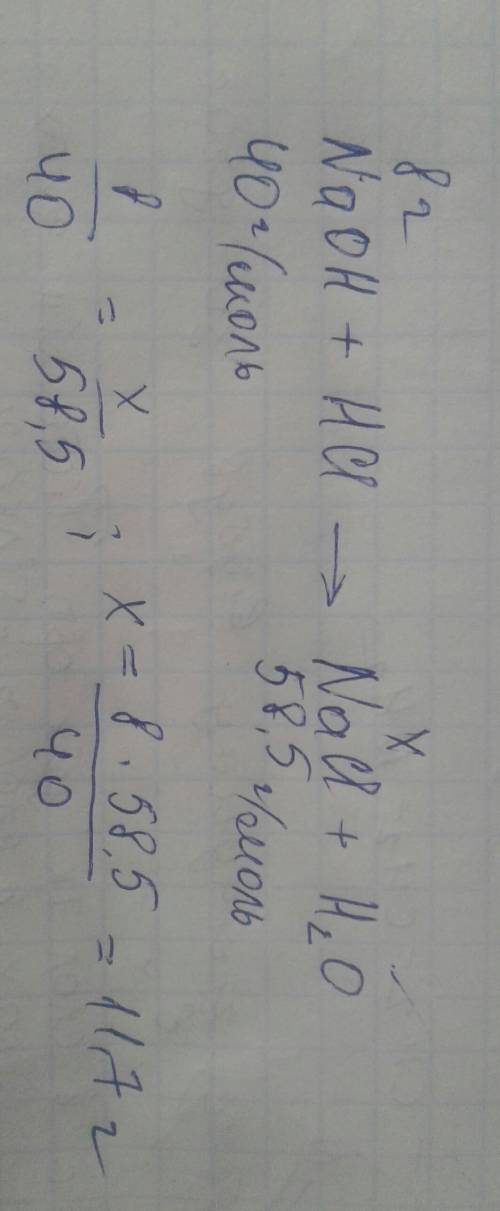 Обчисліть масу солі , що утворюється при взаємодії натрій гідроксиду масою 8 грам з розчином хлоридн