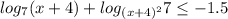 log_{7}(x+4)+log_{(x+4)^2} 7} \leq - 1.5