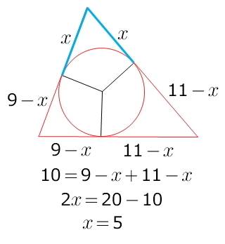 Около окружности с центром в точке о описан треугольник авс стороны которого равны 9,10 и 11.найдите