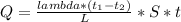 Q= \frac{lambda*(t_1-t_2)}{L}*S*t