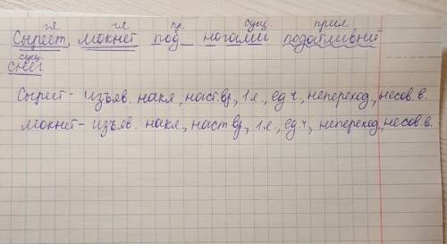 Сыреет,мокнет под ногами податливый снег.разбор по членам предложения указать формы глагола