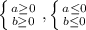 \left \{ {{a\geq} 0\atop {b\geq}0} \right. , \left \{ {{a\leq0} \atop {b\leq}0} \right.