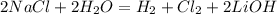 2NaCl+2H_2O=H_2+Cl_2+2LiOH