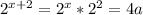 2^{x+2}=2^x*2^2=4a