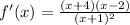 f'(x)= \frac{(x+4)(x-2)}{(x+1)^2}