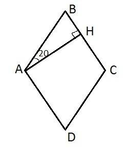 Кут між висотою ромба проведеною з вершини тупого кута і його стороною дорівнює 20 градусів чому дор