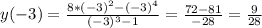y(-3)= \frac{8*(-3)^2-(-3)^4}{(-3)^3-1}= \frac{72-81}{-28}=\frac{9}{28}