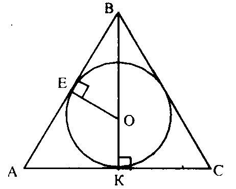 Точка дотику вписаного кола ділить бічну сторону рівнобедреного трикутника на відрізки 5 см і 6 см ,