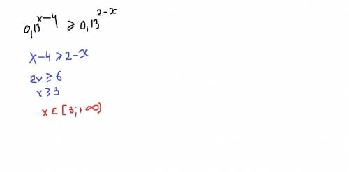 0,13^х-4больше или равно> 0,13^2-х