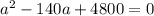 a^2-140a+4800=0