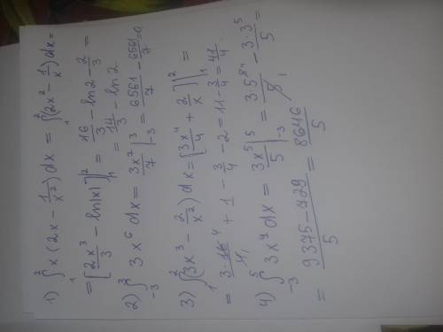 1) (2x-1/x^2)dx = 2) x^5dx = 3) (3x^2 - 2/x^3)dx = 4) (x^3dx) = , , с буду трудно вводить символы в