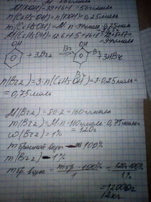 Для нейтрализации 100 г раствора фенола в воде потребовалось 25 мл раствора кон (плотность раствора