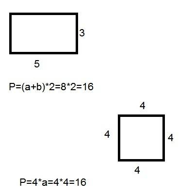 Начерти прямоугольник с длинами сторон 5 см и 3см. вычисли периметр этого прямоугольника. начерти кв
