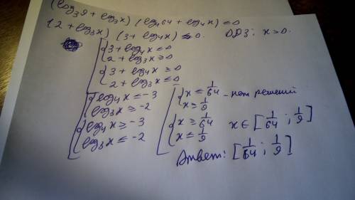 Решите неравенство: log_3 (9x) * log_4 (64x) меньше или равно 0
