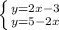 \left \{ {y=2x-3} \atop {y=5-2x}} \right. &#10;