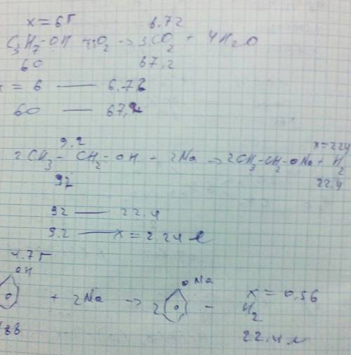 Затра ! ! ! 33. яка маса пропанолу згоріла, якщо утворився карбон (iv) оксид з об'ємом 6,72дм³? 34.е