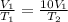 \frac{V_1}{T_1} = \frac{10V_1}{T_2}