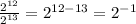 \frac{ 2^{12} }{ 2^{13} } = 2^{12-13}= 2^{-1}