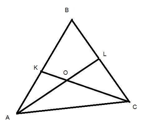 Известно, что точки k и l лежат соответственно на сторонах ab и bc треугольника abc, а точка o – точ