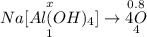 \overset{x}{\underset{1}{Na[Al(OH)_{4}]}} \to \overset{0.8}{\underset{4}{4O}}