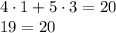 4\cdot1+5\cdot3=20\\ 19=20