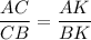 \dfrac{AC}{CB}=\dfrac{AK}{BK}