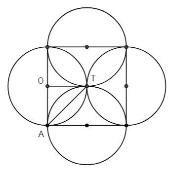 Дан квадрат со стороной а каждая из 4-х сторон окружностей касается двух противоположных сторон этог