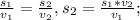 \frac{ s_{1}}{ v_{1}}=\frac{ s_{2}}{ v_{2}}, s_{2} = \frac{s_{1}*v_{2}}{v_{1}} ;