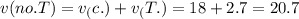 v(no.T)=v_(c.)+v_(T.)=18+2.7=20.7