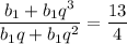 \dfrac{b_1+b_1q^3}{b_1q+b_1q^2}= \dfrac{13}{4}