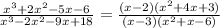 \frac{x^3+2x^2-5x-6}{x^3-2x^2-9x+18} = \frac{(x-2)(x^2+4x+3)}{(x-3)(x^2+x-6)}