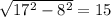 \sqrt{17^2-8^2} =15